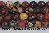 COB677 15.5 inches 6mm faceted round red snowflake obsidian beads