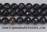 COB684 15.5 inches 4mm faceted round golden black obsidian beads