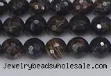 COB685 15.5 inches 6mm faceted round golden black obsidian beads