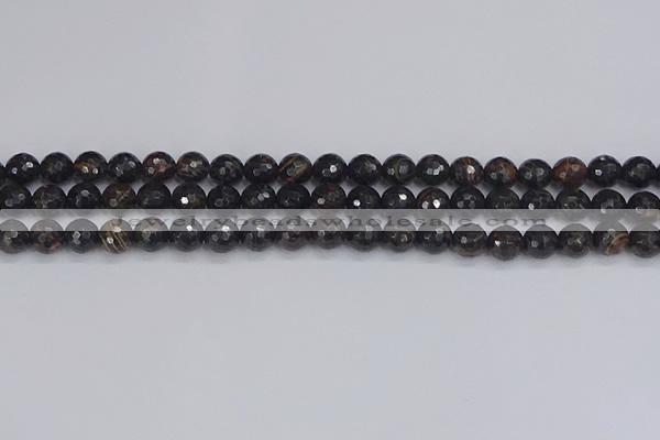 COB685 15.5 inches 6mm faceted round golden black obsidian beads