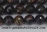 COB686 15.5 inches 8mm faceted round golden black obsidian beads