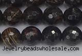 COB687 15.5 inches 10mm faceted round golden black obsidian beads