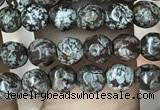 COB690 15.5 inches 4mm faceted round Chinese snowflake obsidian beads