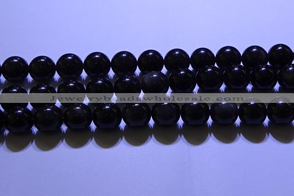 COB715 15.5 inches 14mm round ice black obsidian beads wholesale