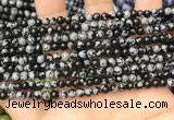 COB758 15.5 inches 4mm round snowflake obsidian beads wholesale