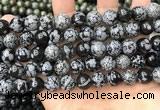 COB762 15.5 inches 12mm round snowflake obsidian beads wholesale