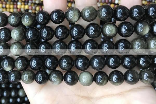 COB768 15.5 inches 10mm round golden obsidian beads wholesale