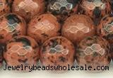 COB776 15 inches 8mm faceted round mahogany obsidian beads