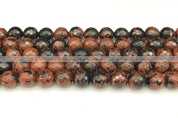 COB778 15 inches 12mm faceted round mahogany obsidian beads