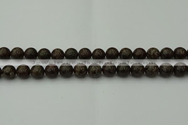 COB804 15.5 inches 12mm round red snowflake obsidian beads