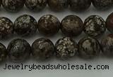 COB812 15.5 inches 8mm faceted round red snowflake obsidian beads