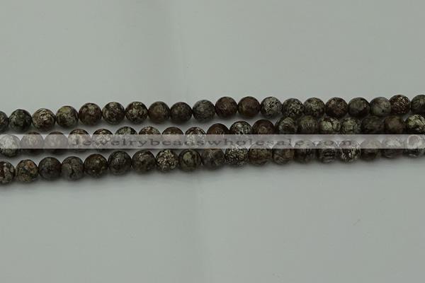 COB812 15.5 inches 8mm faceted round red snowflake obsidian beads