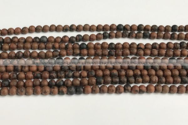 COB820 15 inches 4mm round matte mahogany obsidian beads