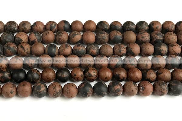 COB822 15 inches 8mm round matte mahogany obsidian beads