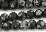 COB825 15 inches 4mm round matte snowflake obsidian beads