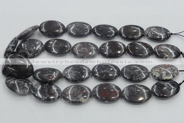 COJ03 15.5 inches 22*30mm oval blood jasper gemstone beads