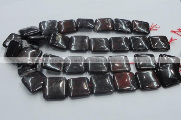 COJ04 15.5 inches 25*25mm square blood jasper gemstone beads