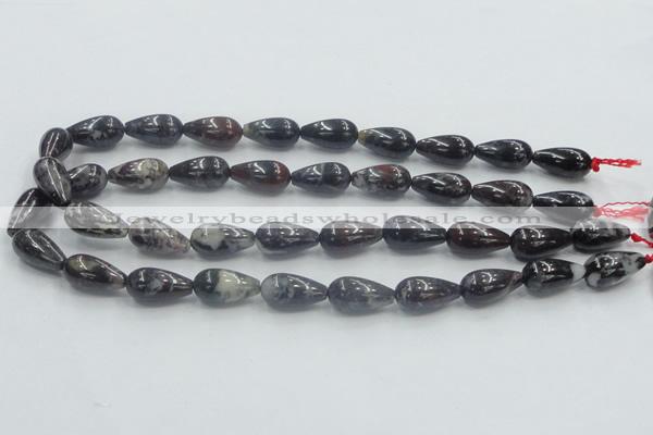 COJ08 15.5 inches 10*20mm teardrop blood jasper gemstone beads