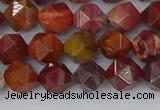 COJ1001 15.5 inches 6mm faceted nuggets red porcelain jasper beads