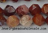 COJ1003 15.5 inches 10mm faceted nuggets red porcelain jasper beads