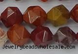 COJ1004 15.5 inches 12mm faceted nuggets red porcelain jasper beads