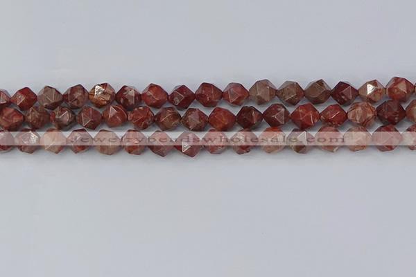 COJ1007 15.5 inches 8mm faceted nuggets pomegranate jasper beads