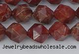 COJ1008 15.5 inches 10mm faceted nuggets pomegranate jasper beads