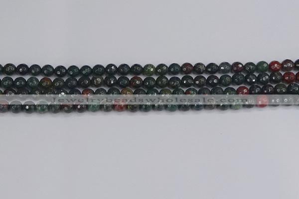 COJ310 15.5 inches 4mm faceted round Indian bloodstone beads