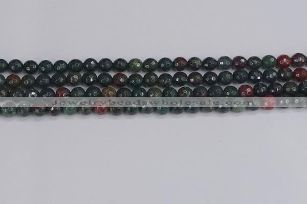 COJ311 15.5 inches 6mm faceted round Indian bloodstone beads