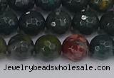 COJ312 15.5 inches 8mm faceted round Indian bloodstone beads