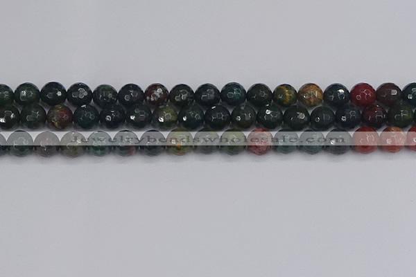 COJ312 15.5 inches 8mm faceted round Indian bloodstone beads