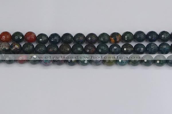 COJ313 15.5 inches 10mm faceted round Indian bloodstone beads