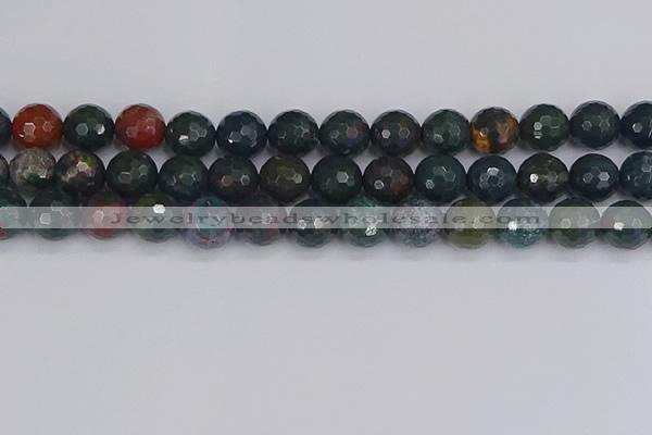 COJ314 15.5 inches 12mm faceted round Indian bloodstone beads