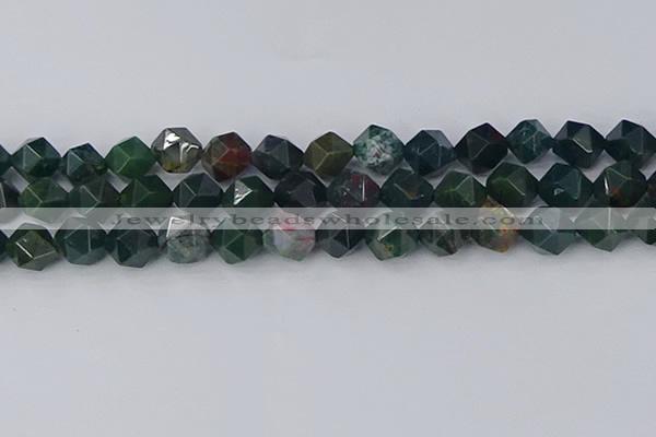 COJ323 15.5 inches 12mm faceted nuggets Indian bloodstone beads