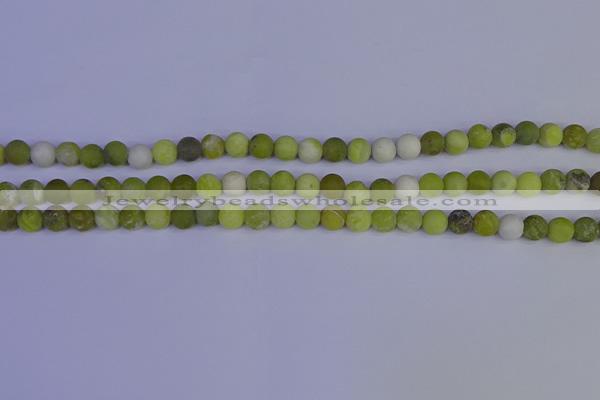 COJ401 15.5 inches 6mm round matte olive jade beads wholesale