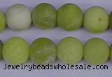 COJ404 15.5 inches 12mm round matte olive jade beads wholesale