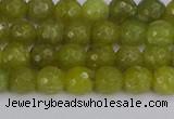 COJ409 15.5 inches 6mm faceted round olive jade beads