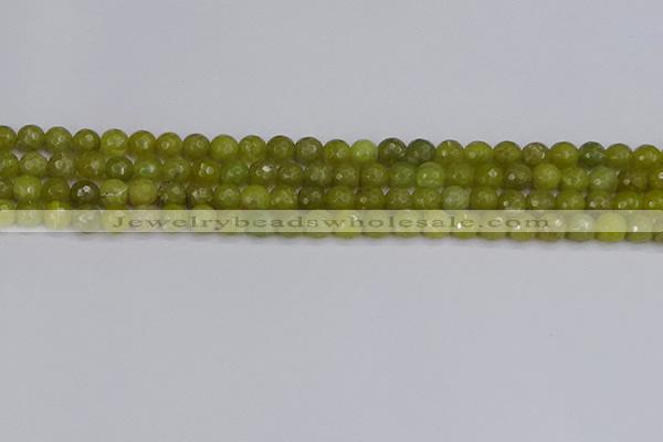 COJ409 15.5 inches 6mm faceted round olive jade beads