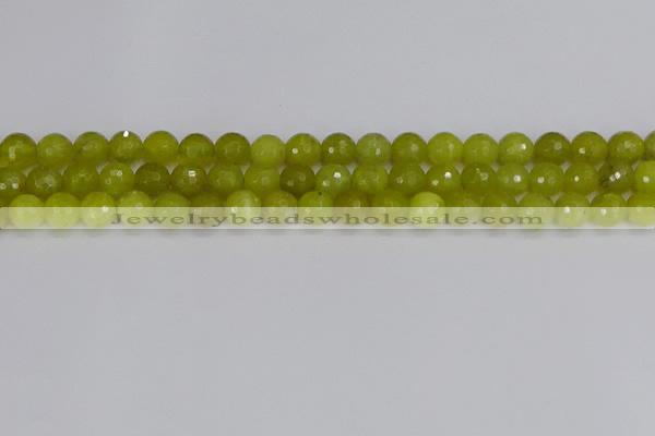 COJ410 15.5 inches 8mm faceted round olive jade beads