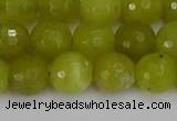 COJ411 15.5 inches 10mm faceted round olive jade beads