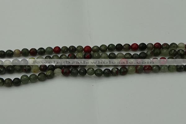 COJ460 15.5 inches 4mm faceted round blood jasper beads wholesale