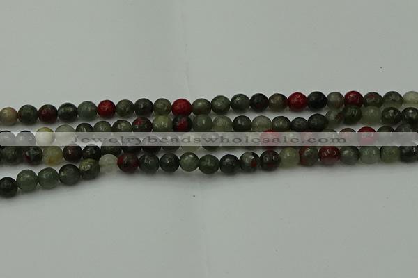 COJ461 15.5 inches 6mm faceted round blood jasper beads wholesale