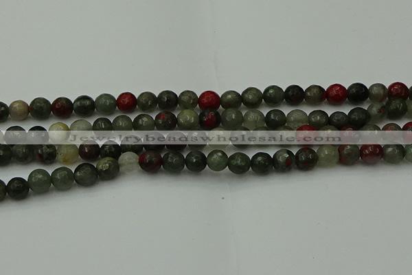 COJ462 15.5 inches 8mm faceted round blood jasper beads wholesale