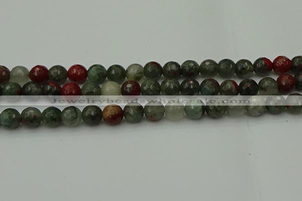 COJ464 15.5 inches 12mm faceted round blood jasper beads wholesale