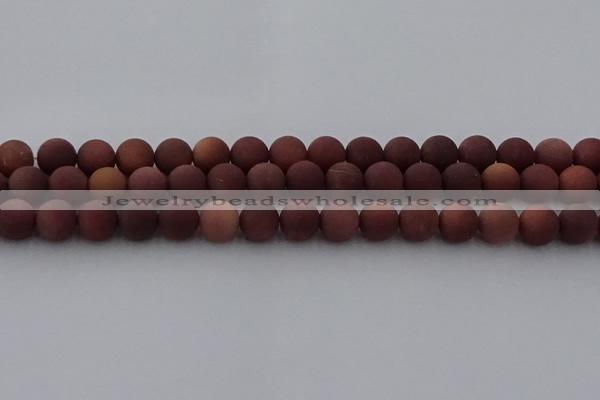 COJ473 15.5 inches 10mm round matte African blood jasper beads