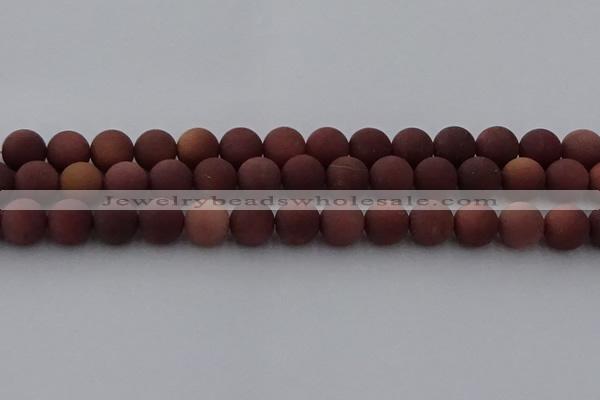 COJ474 15.5 inches 12mm round matte African blood jasper beads