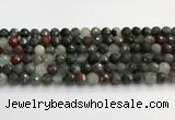 COJ486 15.5 inches 10mm faceted round blood jasper beads wholesale