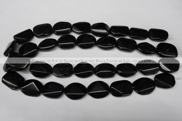 CON106 15.5 inches 18*25mm cut oval black onyx gemstone beads