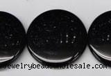 CON48 15.5 inches 28mm flat round black onyx gemstone beads