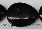 CON55 15.5 inches 30*40mm flat teardrop black onyx gemstone beads